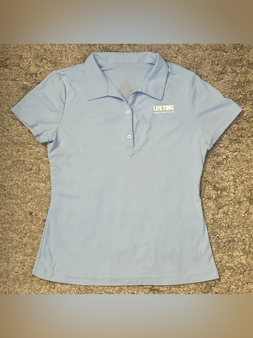 Noel Asmar Women’s M Blue Life Time Short Sleeve Quarter Button-Up Polo Shirt